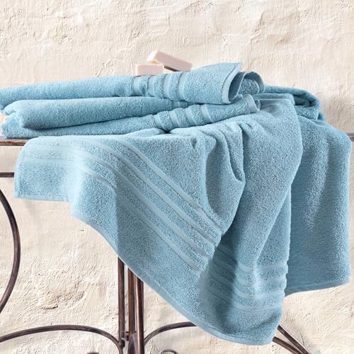 Hawmam Linen Jumbo Bath Towels 2 Pack Light Blue
