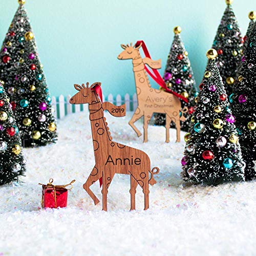 Personalized Babys First Christmas 2024 Giraffe Ornament Wood Handmade