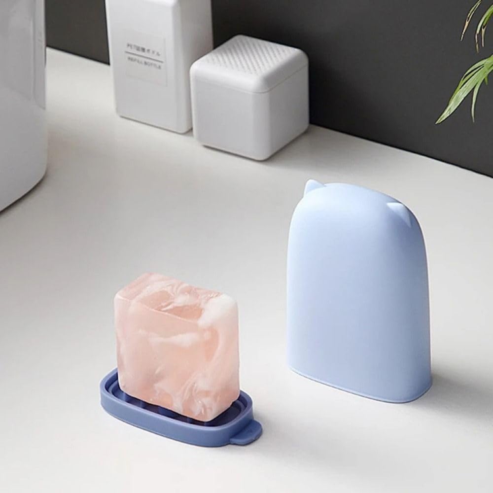 Pink Silicone Portable Soap Dish Holder