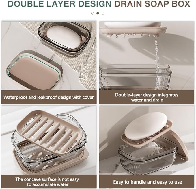Travel Soap Case with Lid - Leakproof Portable Bar Soap Holder
