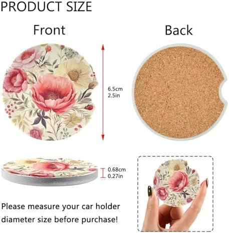 Takiito Flowers Car Cup Holder Coasters 2 Pack 1