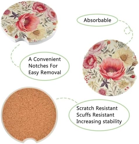 Takiito Flowers Car Cup Holder Coasters 2 Pack 1