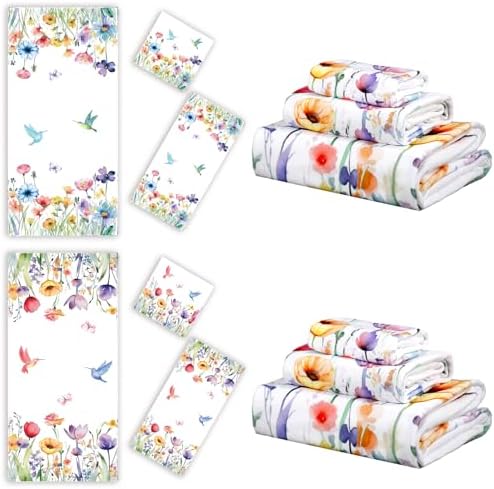 VitalCozy Set of 6 Wildflower Bath Towels 3 Sizes 1