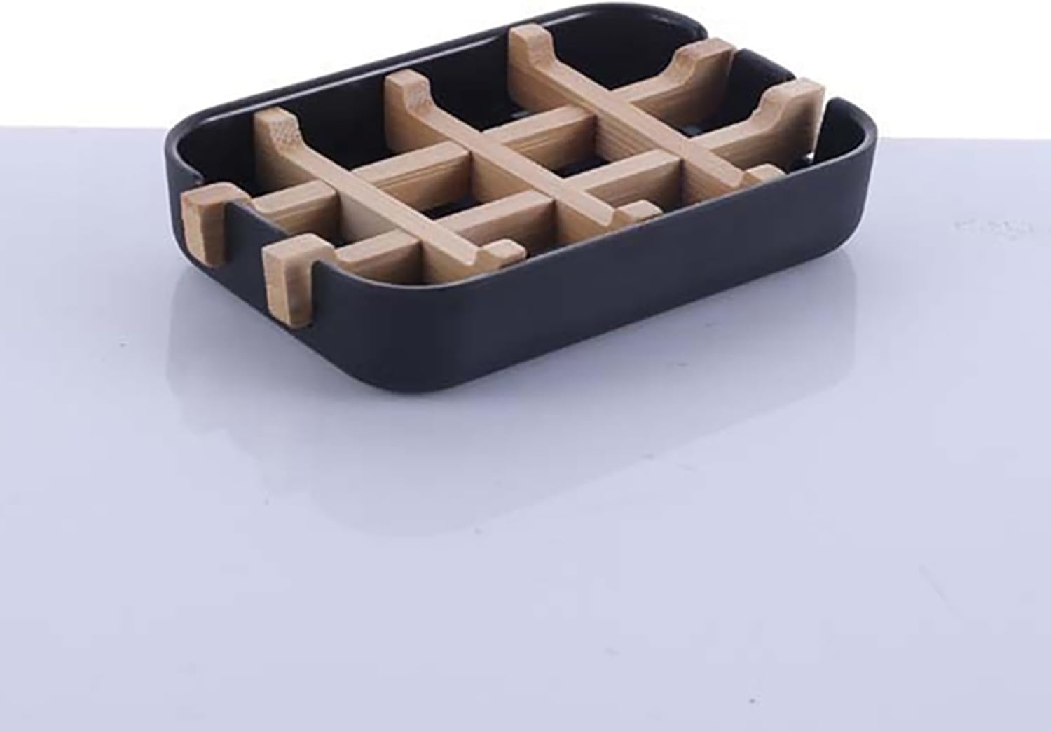 Portable Soap Dish with Wooden Holder and Drainage Tray