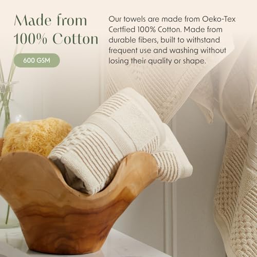 Springtree Home 100 Cotton Bath Towel Set of 4 Beige