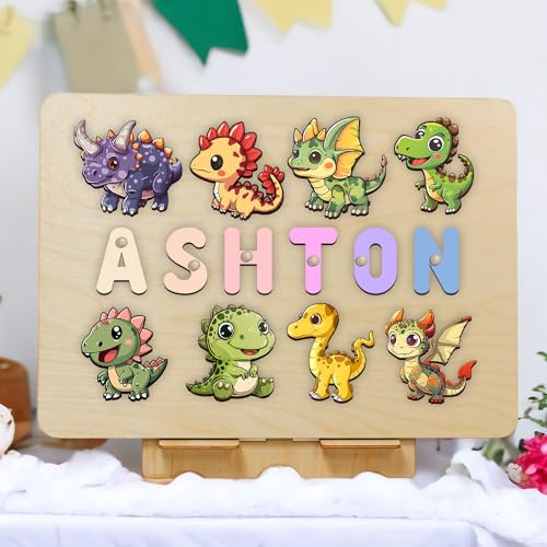 Personalized Wooden Dinosaur Puzzle Montessori Toy 1