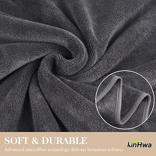 KinHwa Microfiber Towels 4 Pack Gray 16x30inch