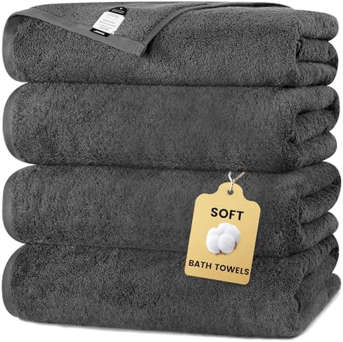 SEMAXE 4-Pack Luxury Bath Towels 55x27 Grey 1