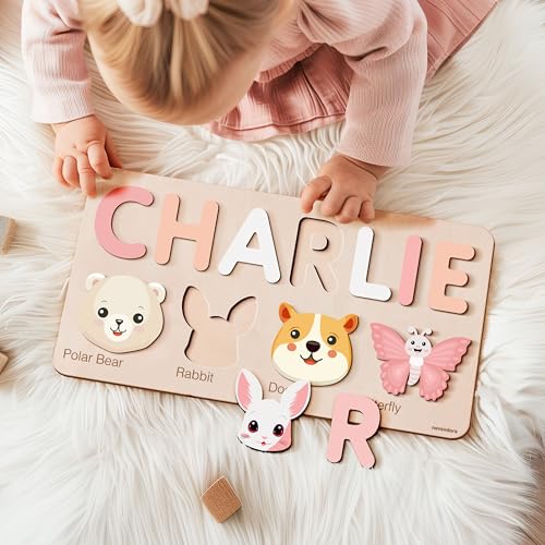 Personalized Wooden Name Puzzle for Baby Boys Girls