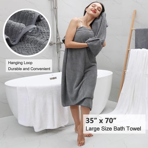 8 Piece Grey Family Bath Towel Set with Hanging Loops