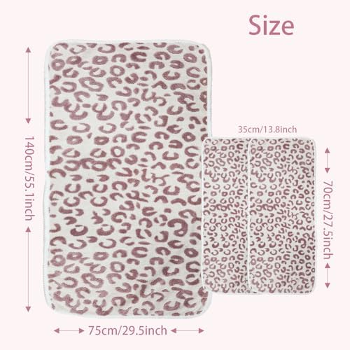 USTIDE Light Purple Leopard Print Bathtowel Set 3 Pieces