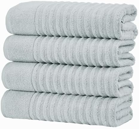 Great Bay Home Grey Bath Towels 4 Pack - 100 Combed Cotton