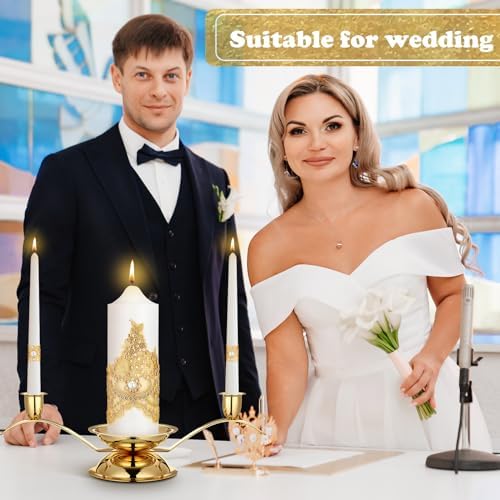 Irenare Gold Unity Candles with Holder for Wedding