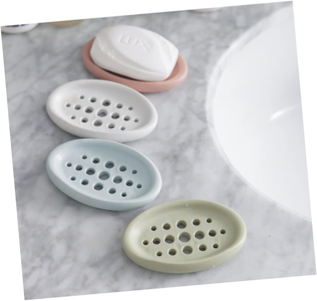 Luxshiny Oval Soap Dish Holder with Drain Design