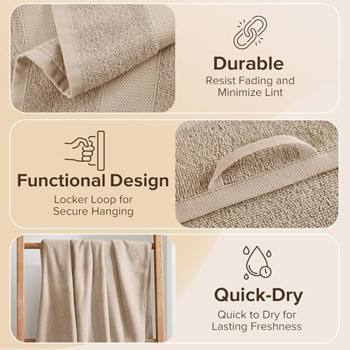 Comfort Spaces Turkish Bath Towel Set 6 Piece Tan Beige