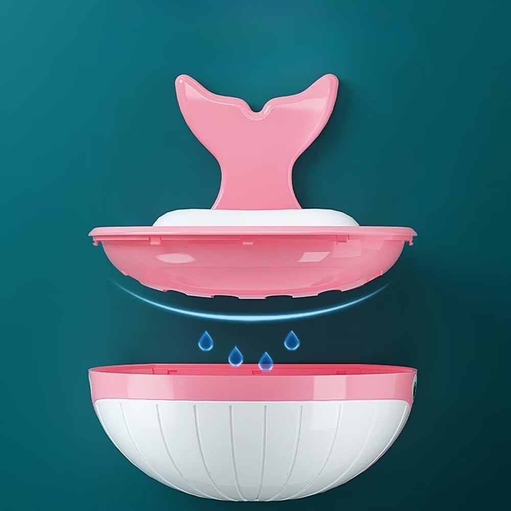 Cute Whale Soap Dish Suction Cup Holder for Shower and Bathroom