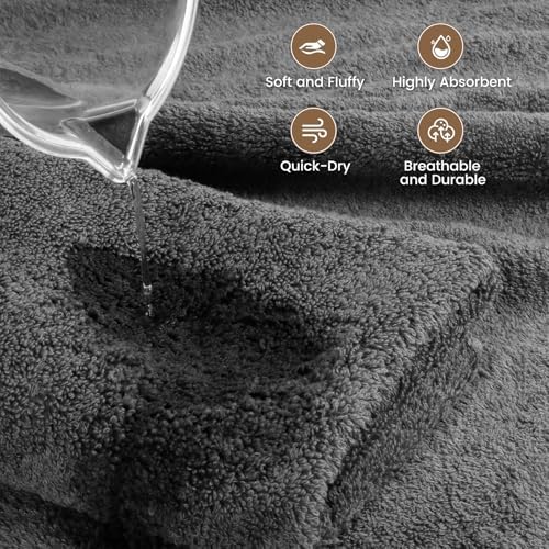 SEMAXE 4-Pack Luxury Bath Towels 55x27 Grey 1