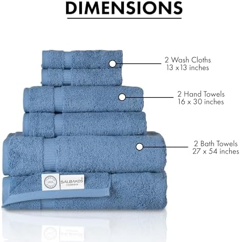 SALBAKOS Luxury 6-Piece Towel Set with Blue Design