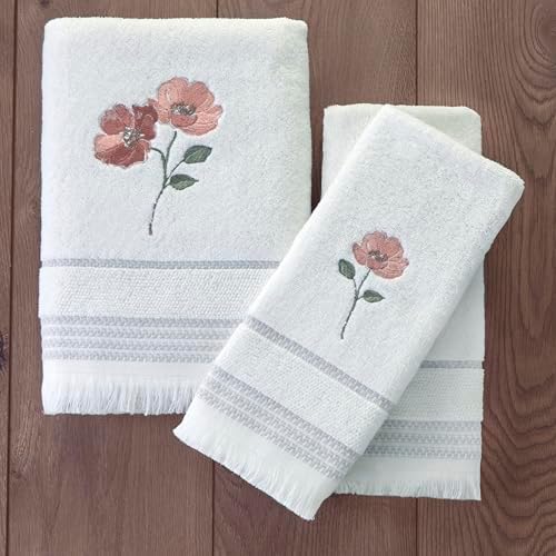 SKL Home Misty Floral Bath Towel White