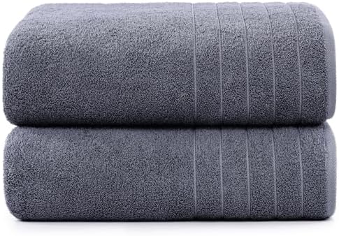 Casa Platino 100 Cotton 2 Pack Bath Towels Set - Cool Grey