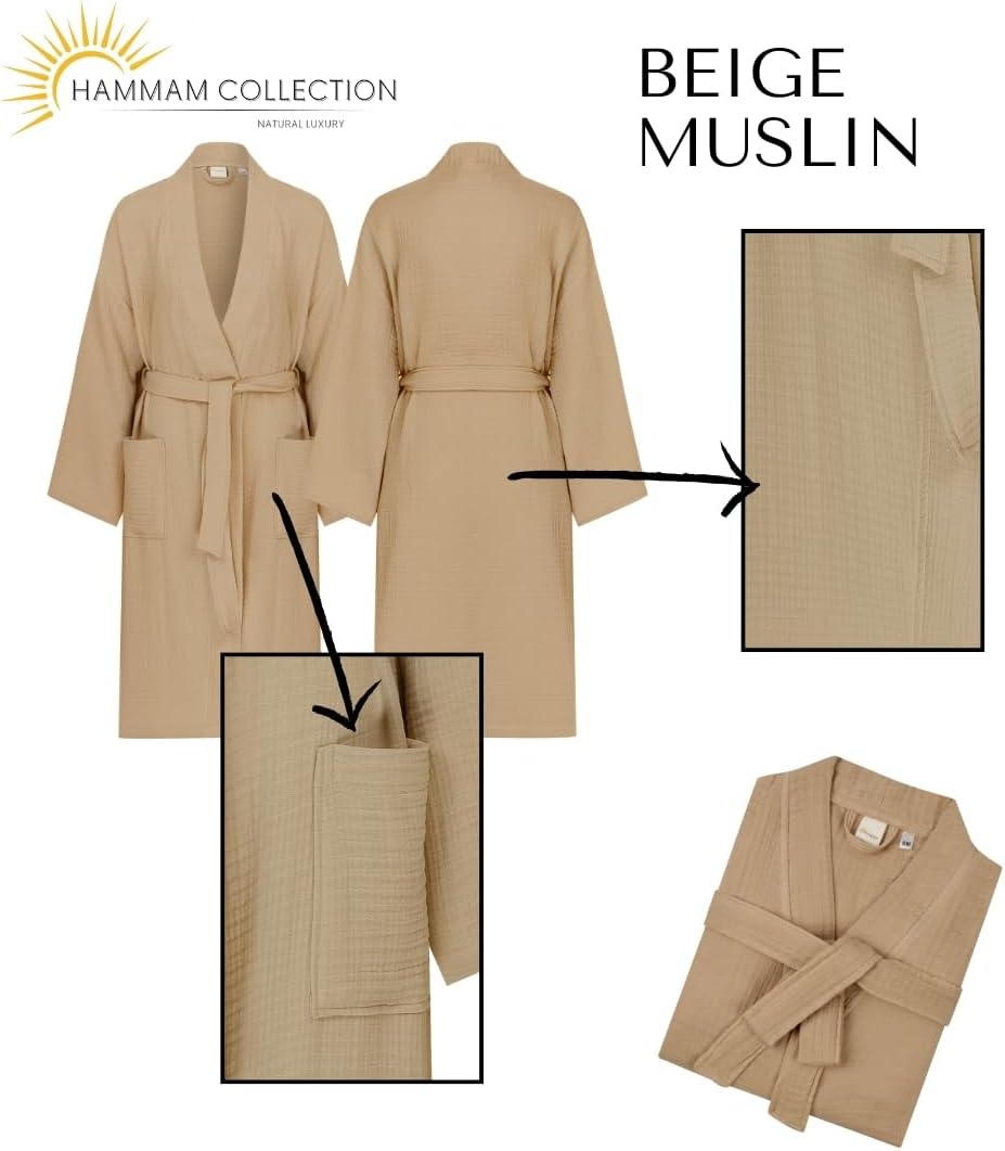 Hammam Collection Bath Robe Quick Dry Turkish Cotton 1pc