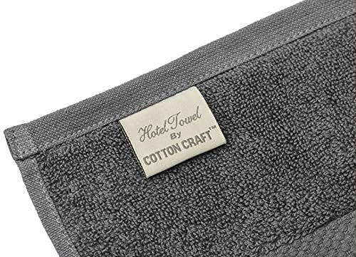 COTTON CRAFT Hotel Spa Luxury Hand Towel Set - 6 Pack - Grey