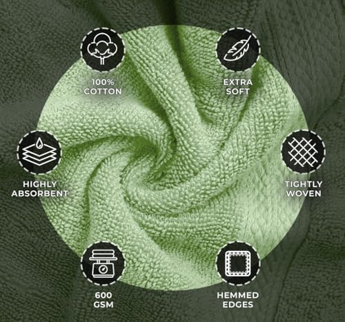 Avalon Towels Pack of 4 Bath Towels 27x54 Inches Sage Green