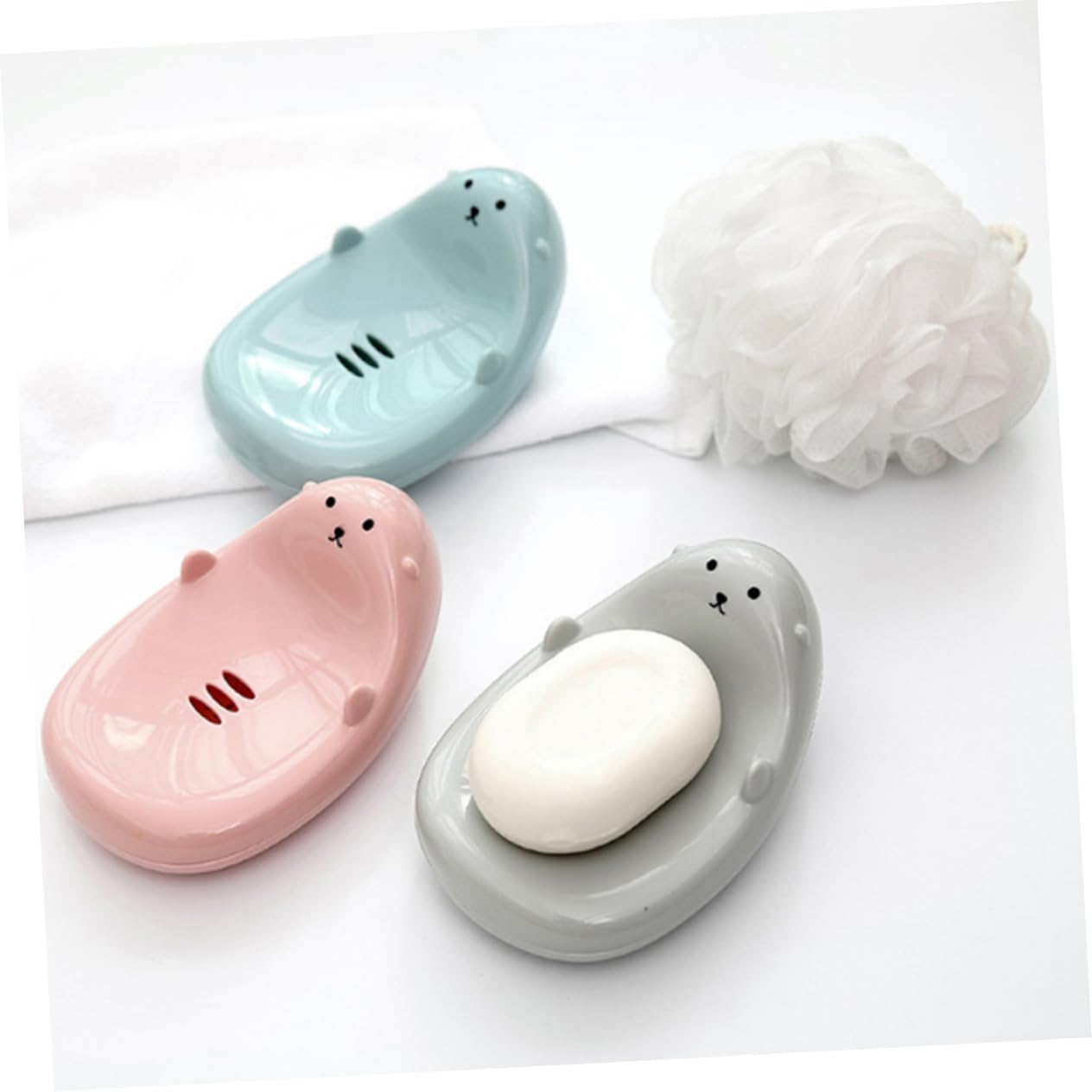 Cabilock Round Soap Dish Drainer Holder for Bathrooms