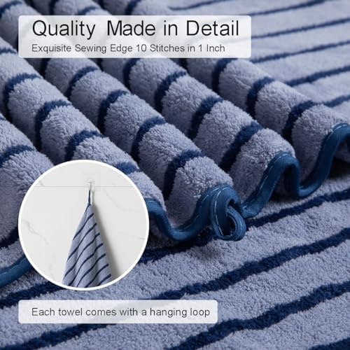 Oliven 8 Pcs Navy Cabana Stripe Towel Set