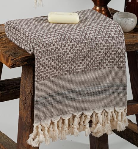 DEMMEX Micro Waffle Turkish Bath Towel - 70x40 Brown