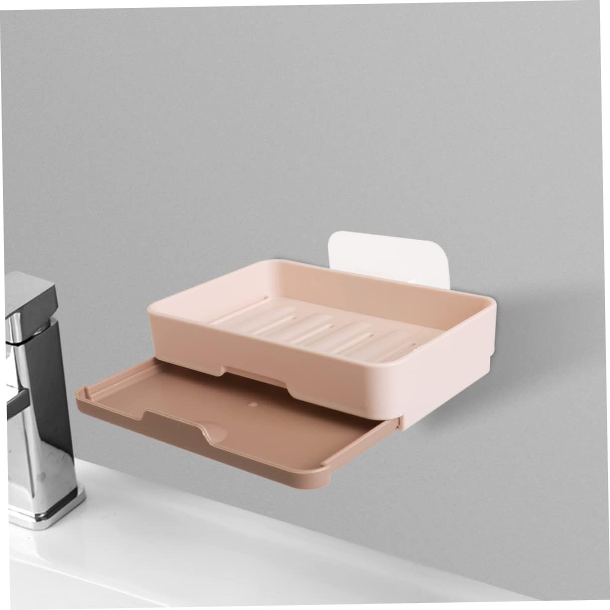 Wall-Mounted Khaki Soap Dish Holder Single Layer Draining