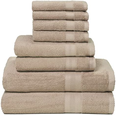 BOUTIQUO 8-Piece Towel Set - Hotel Spa Quality Tan