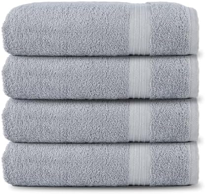 Textila Bath Towels - 30x60 Inch Pack of 4 Light Grey 1