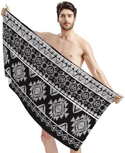 Glomenade Grey Aztec Beach Towel for Adults