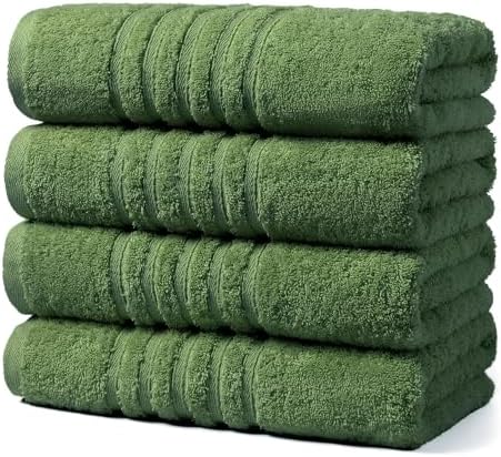 Aibaser Premium Cotton Bath Towels Set 27 x 54 Inches Green