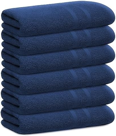 Looperry 6 Pack Small Navy Bath Towel Set