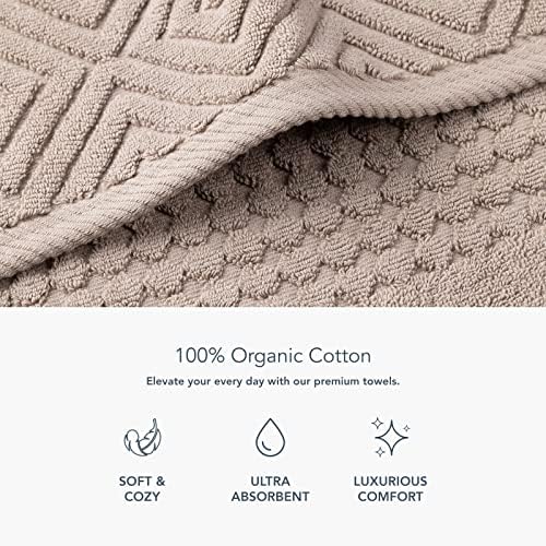 TexereSilk Organic Cotton Diamond Jacquard Towel Set - 700 GSM Ultra Soft Luxury