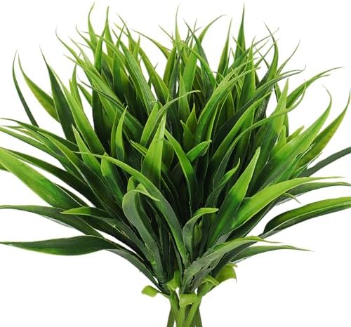 RECUTMS 12 Bundles Artificial Flowers 8Pcs Fake Grass for Outdoor 1