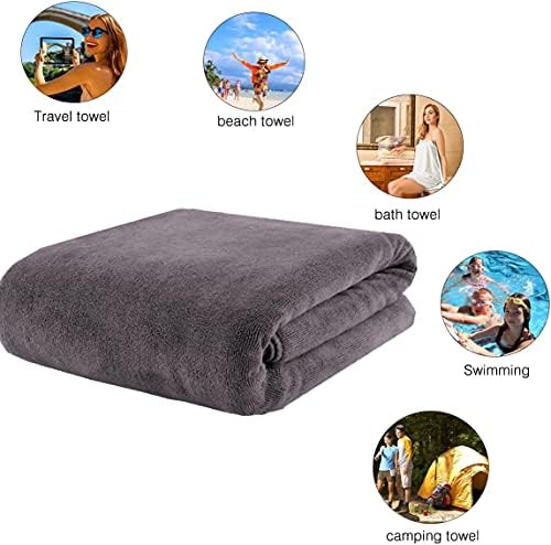 MYLSMPLE Microfiber Bath Towel Extra Large Grey