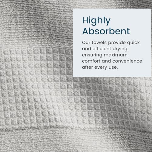 Aire Raine 4 Pack Cotton Waffle Bath Towels - Light Grey