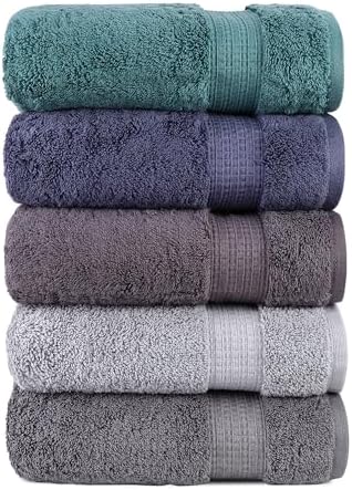 Organix Luxury 5 Pack Bath Towels - 30x60 Inches 100 Cotton