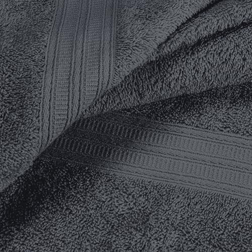 BOUTIQUO 2 Pack Oversized Cotton Bath Towels - Charcoal Grey