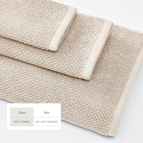Great Bay Home Taupe Bath Towels 4 Pack 54x27