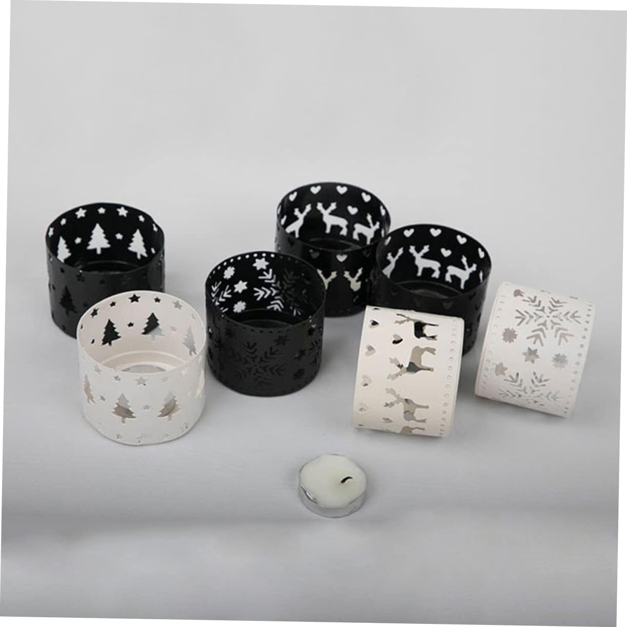 Unique Iron Christmas Candle Holder with Snowflake Pattern