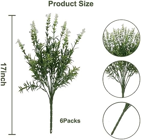ZeKonan Artificial Lavender Flowers 6 Bundles 17 Each
