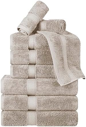 BLUENILEMILLS Egyptian Cotton Towel Set 9-Piece 800 GSM Stone Grey