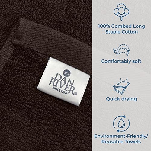 DAN RIVER 100 Cotton Bath Towels 4-Pack Brown 27x54 Inches