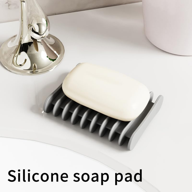 Silicone Soap Holder Dry Tray with Drainage Non-Slip Easy Cleaning Bathroom Organizer