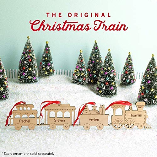 Personalized Babys First Christmas 2024 Wood Train Ornament