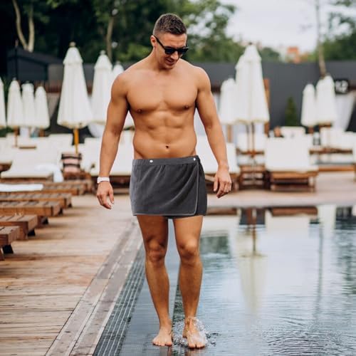 YumSur Mens Bath Towel Wrap Short Pants 2PCS